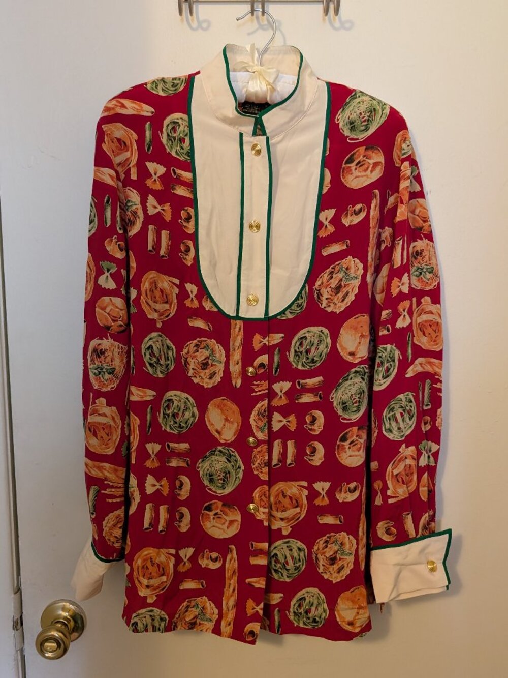 Vintage Bob Mackie Silk Pasta Shirt Size S